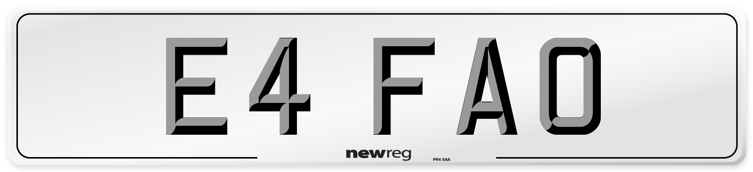 E4 FAO Number Plate from New Reg